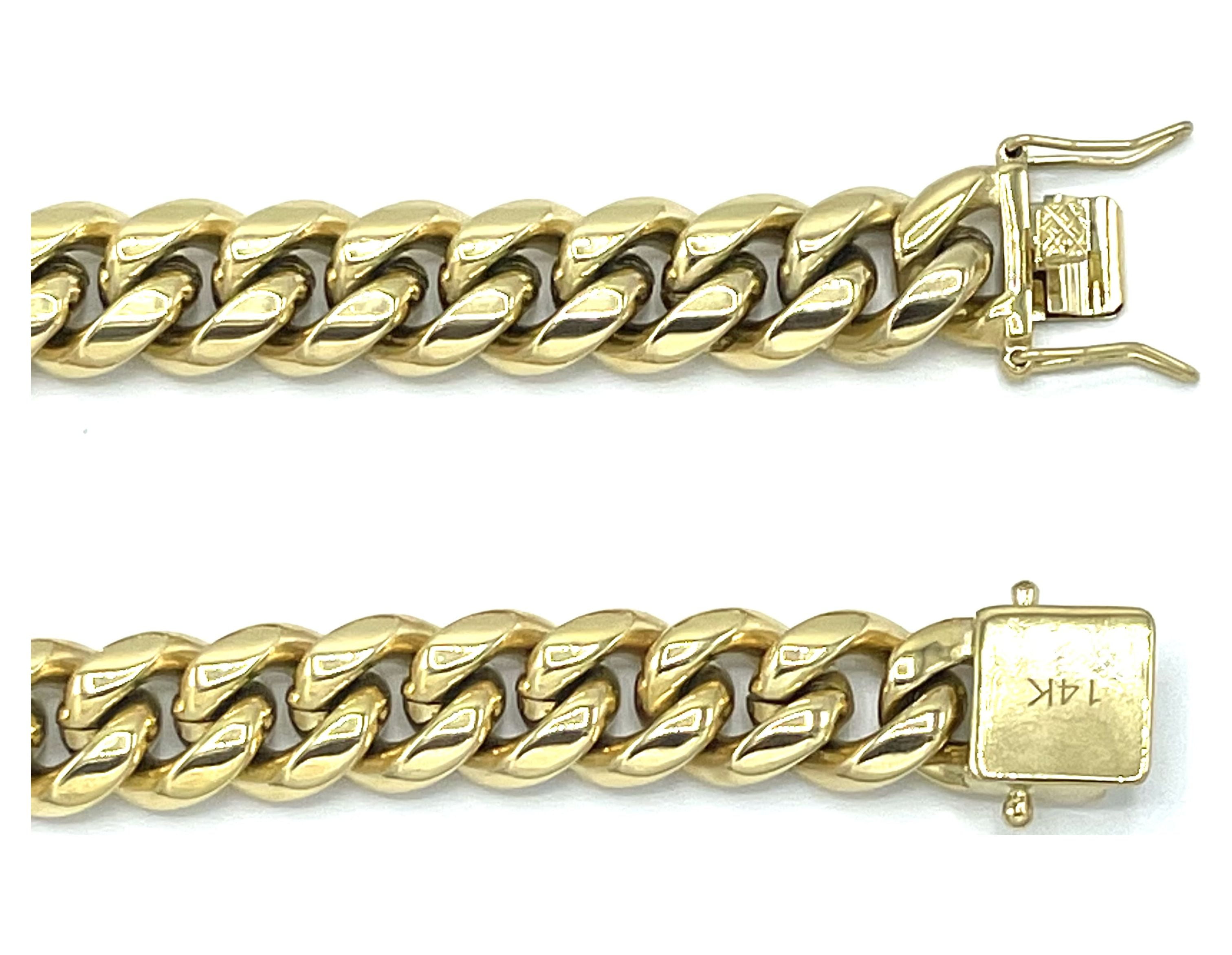 14mm Cuban Link Chain in 14K Solid Gold