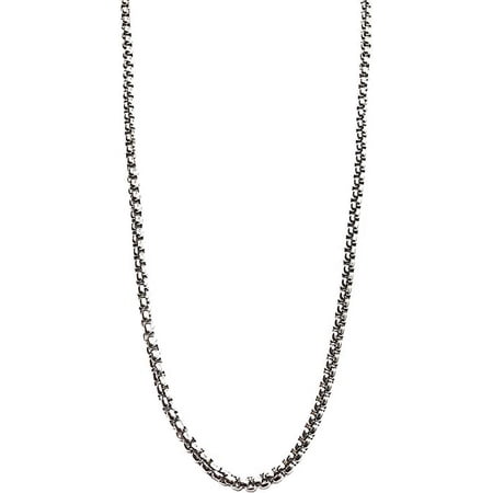 Dubai Collections Box Round Rolo Chain 3mm Fine 14k White Gold Necklace Women Men Jewelry Strong Solid Plated Clasp Gift with Lob