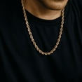 thumbnail image 1 of Dubai Collections Gold Chain Necklace Rope Lobster Clasp Chunky Diamond Real Plated for Men Women USA Made 24k 7mm - 24", 1 of 6