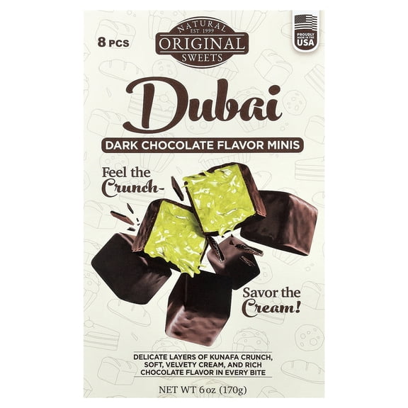 Original Natural Sweets Dubai Dark Chocolate Minis, 8 Pieces, 6 oz (170 g)