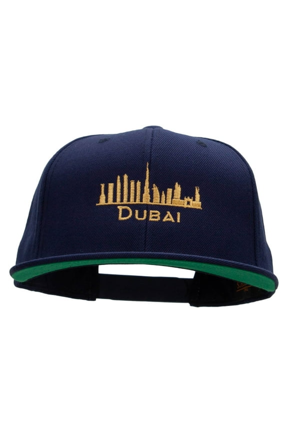 Dubai Embroidered Wool Blend Prostyle Snapback - Navy OSFM