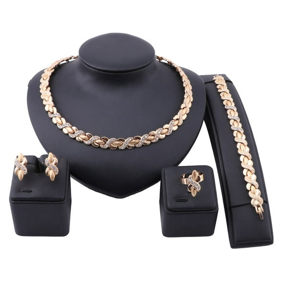 Dubai Gold Color Necklace Earring Jewelry Sets Wholesale Nigerian Wedding Woman Statement  Accessories set