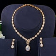 thumbnail image 1 of Dubai Gold Plated Water Drop Tennis CZ Wedding Necklace Earrings Jewellery Set, 1 of 7