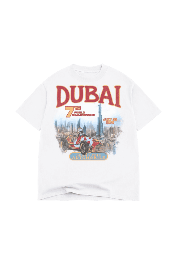 Graphic T-shirt Dubai Grand Prix Retro Cars Race, Cotton, Size S-2XL