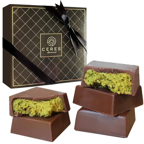 Ceres Gourmet Kunafa Pistachio Chocolate Bar, Individually Wrapped, 11.3 oz, 16 Pieces