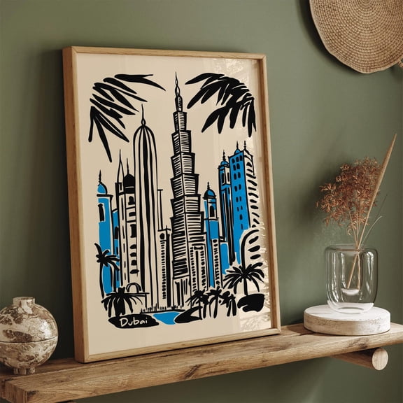 Dubai Skyline Burj Khalifa Cityscape Art Unframed Paper Print