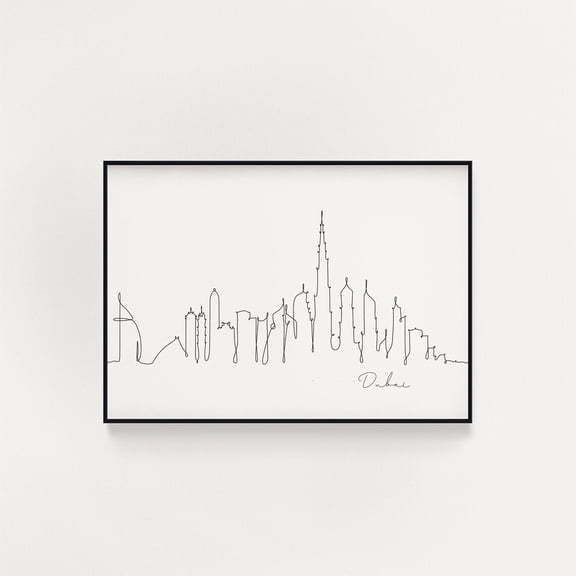 Dubai Skyline Line Art Unframed Paper Print