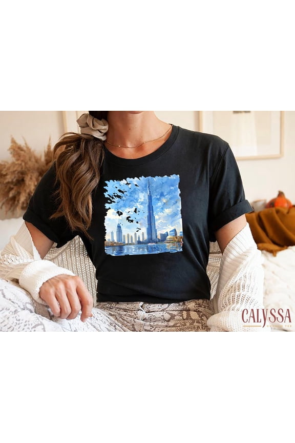 Dubai Skyline T-Shirt, Dubai Burj Khalifa Shirt, Iconic Dubai Landmark Shirt, Dubai Skyline Graphic Tee, Travel Lover Gift Shirt.