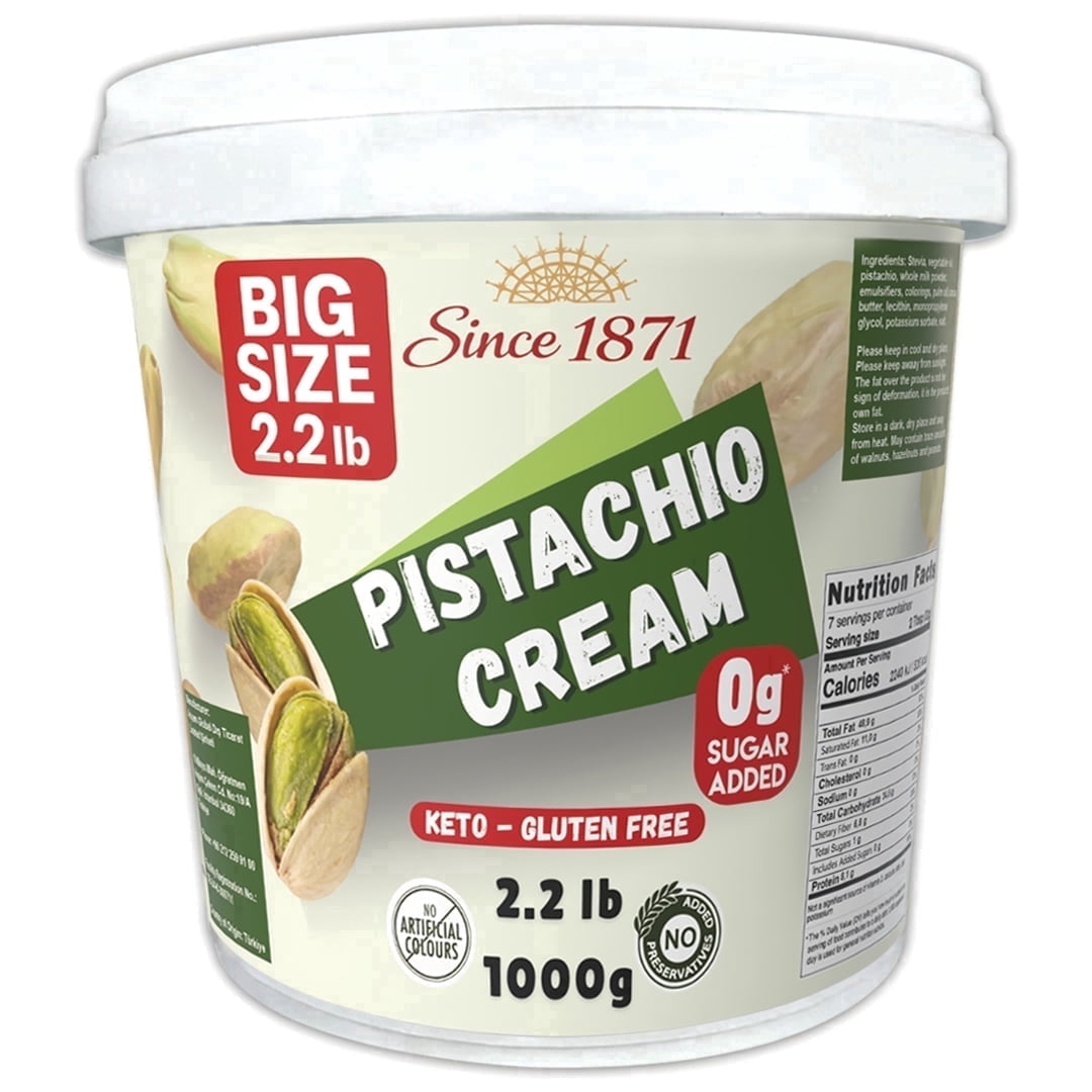 Dubai Style Pistachio Cream - No Added Sugar, Keto Friendly Bulk Tub 2.2lb / 1 kg Premium Pistachio Cream for Dubai Chocolate, Pistachio Butter, 35.2 oz (No Added Sugar)