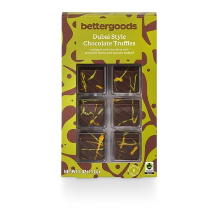 bettergoods Dubai Style Pistachio Creme Milk Chocolate Truffles, 8 Count