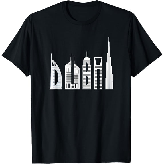 Dubai T-shirt skyline souvenir famous buildings typography T-Shirt