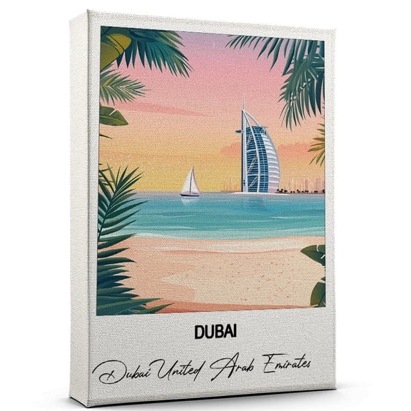 Dubai Travel Decorative Art Canvas Dubai United Arab Emirates Canvas Colorful Travel Wall Decor for Any Room Makes a Thoughtful Gift