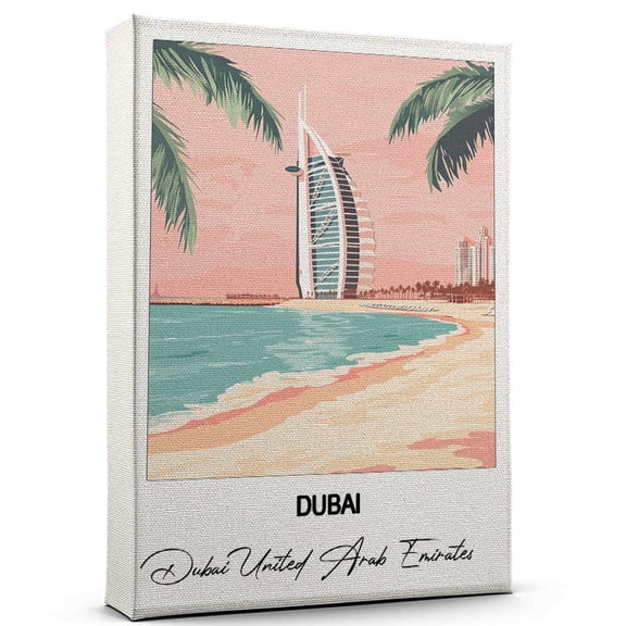 Dubai Travel Poster Canvas Dubai United Arab Emirates Canvas Unique Gift Idea for Home, Office, or Living Space