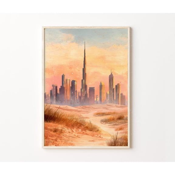 Dubai UAE Burj Khalifa Desert Skyline Home Decor