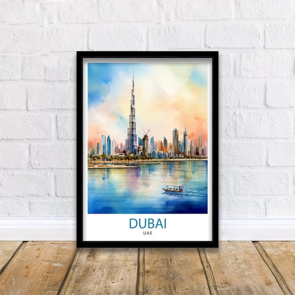 Dubai UAE Travel Print Dubai Wall Decor Dubai Home Living Decor Dubai Illustration Travel Poster Gift For Dubai UAE Home Decor, Poster Only