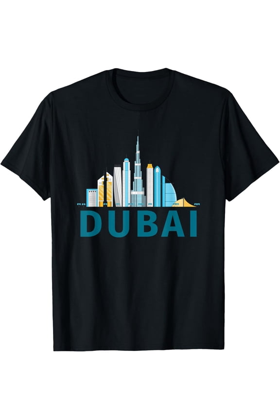 t-shirt Dubai United Arab Emirates - Burj Khalifa City Skyline T-Shirt mens,black,women,funny,men,journey,Crew Neck, Short Sleeve,printing