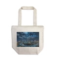 thumbnail image 1 of Dubai, United Arab Emirates, City Skyline at Night, Blue (100% Cotton Canvas Reusable Tote Bag), 1 of 3