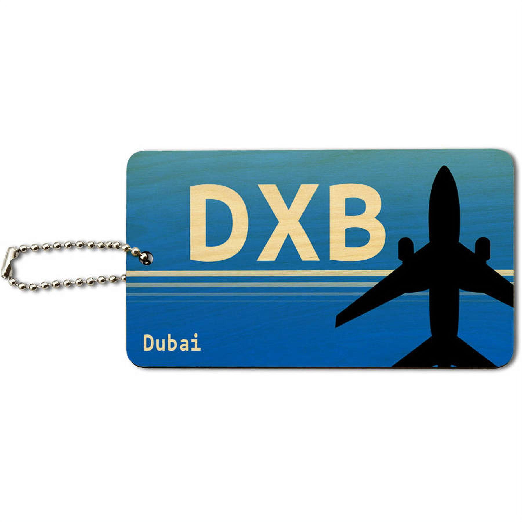 Dubai United Arab Emirates (DXB) Airport Code Wood ID Tag Luggage Card