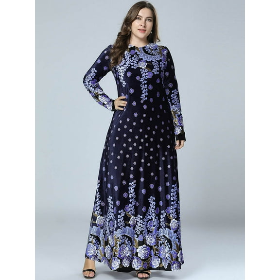 Dubai Velvet Elegant Dress Muslim Arabic Dress Pakistani Modest Maxi Dress Turkey Long Sleeve Maxi Dress Muslim Maxi Dress African Elegant Maxi Dress