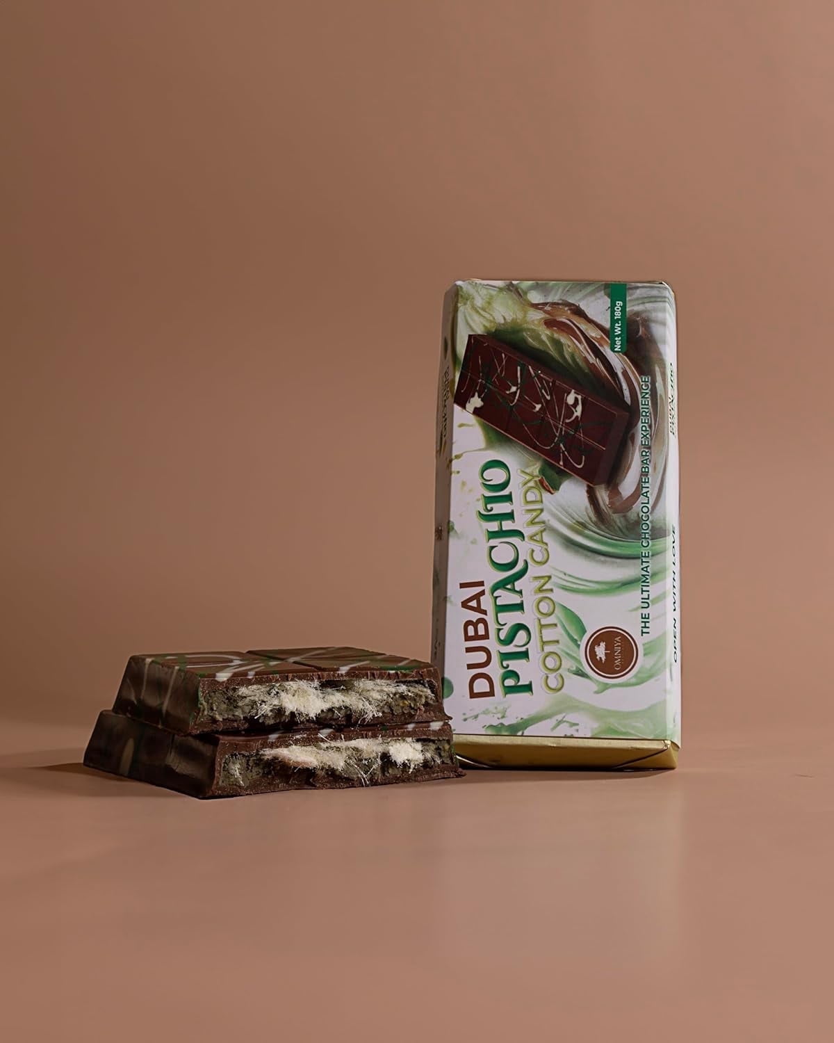 OMNIYA Delicacy Chocolate Bar Cotton Candy Pistachio 1 Count 180g