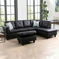 Dubbin Black Faux Leather 2Piece Couch Living Room Sofa Set