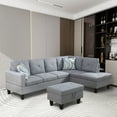 thumbnail image 1 of Dubbin Grey Linen 3-Piece Living Room Sofa Set, 1 of 7