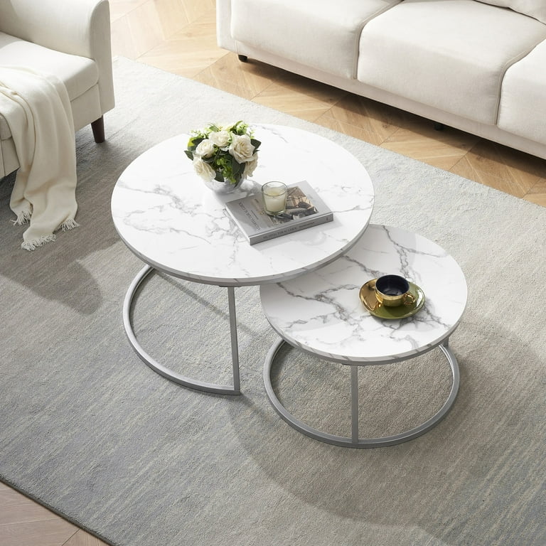 Marble coffee table with silver legs discount
