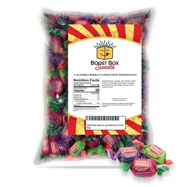 Dubble Bubble 3-Flavor Bubblegum Individually Twist Wrap Bulk Candy ...