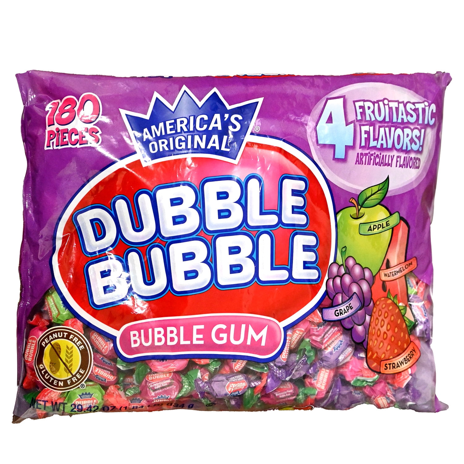 Dubble Bubble 4 Flavor Twist Bubble Gum 180ct Bag