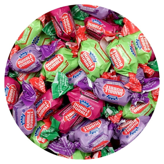 Dubble Bubble Assorted Fruit Flavored Gum - 2 Pound Bulk Bag (Approx. 140 Pieces) - Individually Wrapped Gum - The Hampton Popcorn & Candy Company (Assorted Fruit Flavored - Multi Colored)