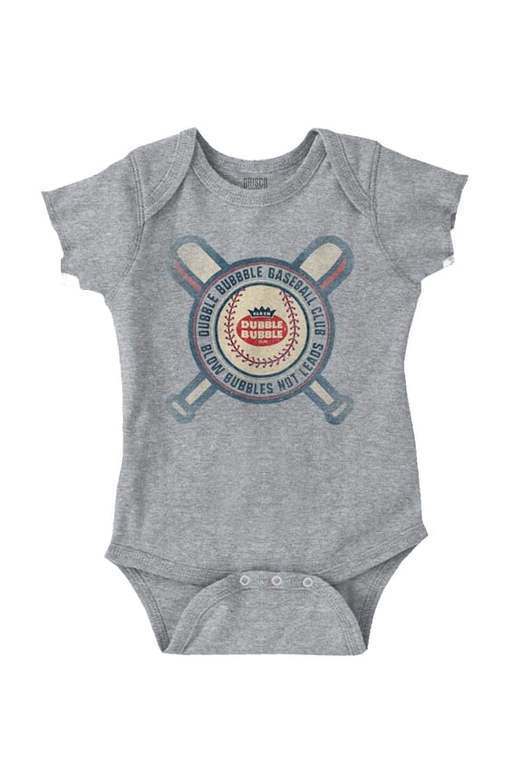 Dubble Bubble Blow Bubbles Baseball Gum Romper Boys or Girls Infant Baby Brisco Brands 12M