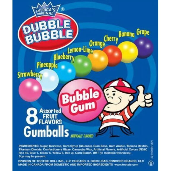 Dubble Bubble Bubblegum, Full Case, 1-inch Gumballs, 850-pieces