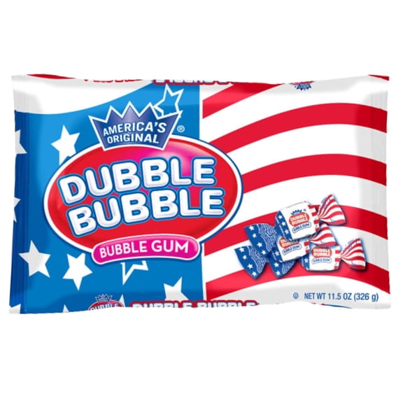 Dubble Bubble Bubblegum Patriotic USA Flag Wrapped, Peanut Free, Gluten Free, 52 Pieces, 11.5 Ounce Bag