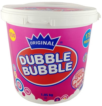 Dubble Bubble Classic 175 count Bubble Gum Tub - 1.05kg/2.3lbs., {Imported from Canada}