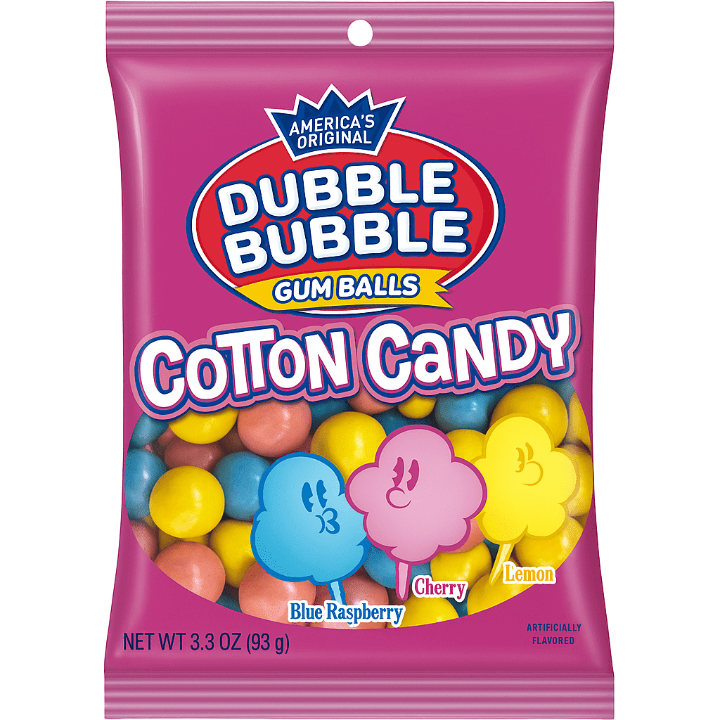 Dubble Bubble, Cotton Candy Flavored Gum Balls, 3.3 oz