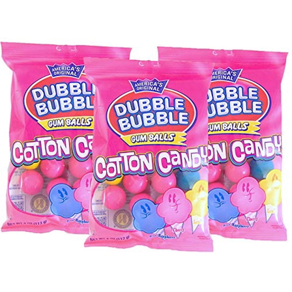 Dubble Bubble Cotton Candy Gum Balls, 4 Ounce, Pack of 3