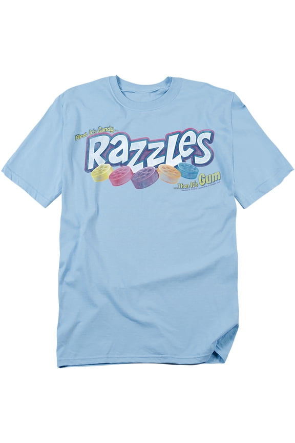 T-Shirt Distressed Logo Unisex Graphic Tee For Men & Women Light Blue 