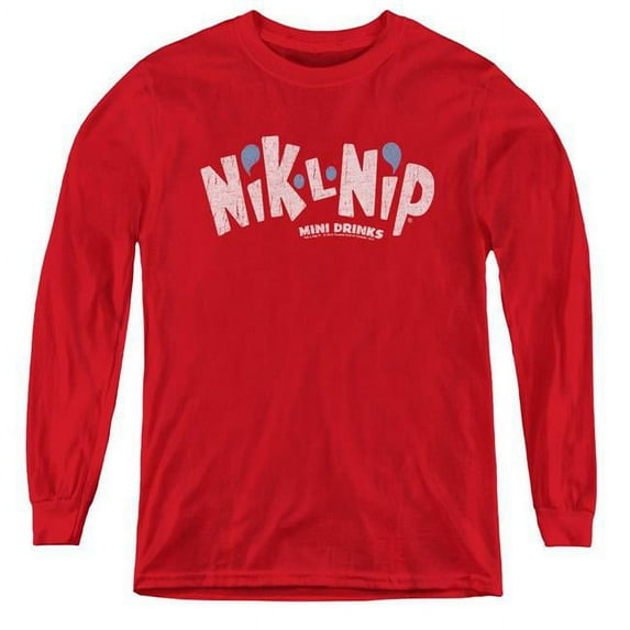Dubble Bubble & Distressed Logo - Youth Long Sleeve Tee, Red - Extra Large
