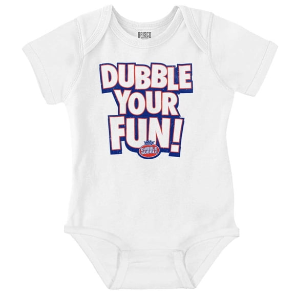 Dubble Bubble Double Your Fun Logo Romper Boys or Girls Infant Baby Brisco Brands 18M