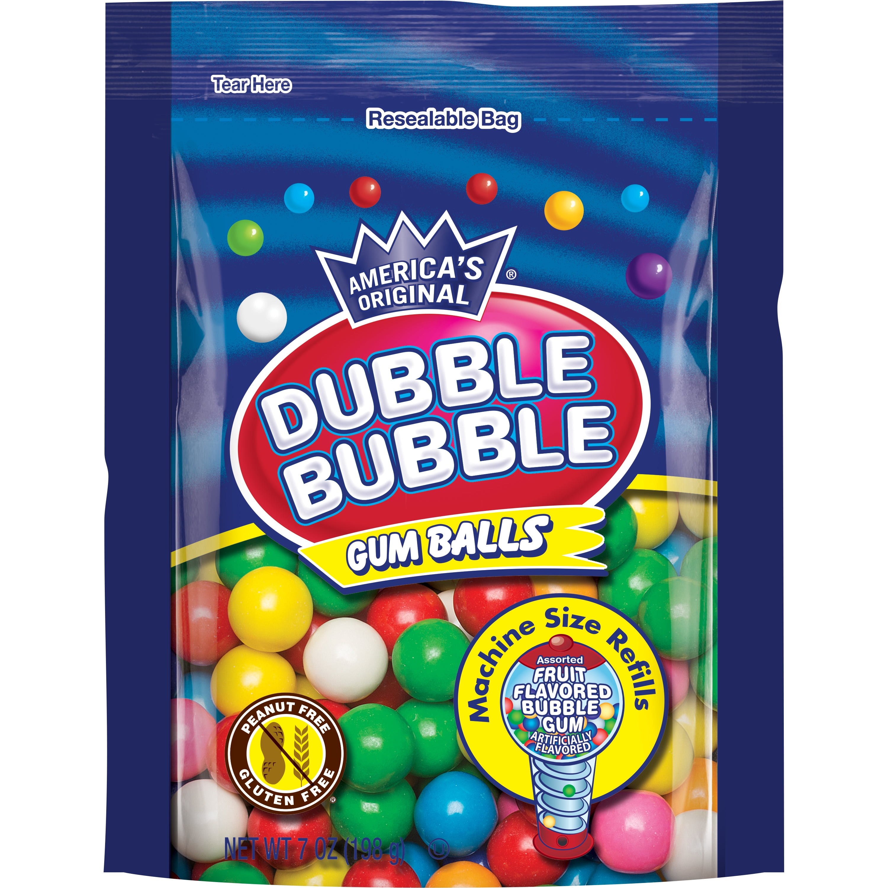 Dubble Bubble Gum Balls Machine Size Refills Assorted Fruit Flavor, 7 oz