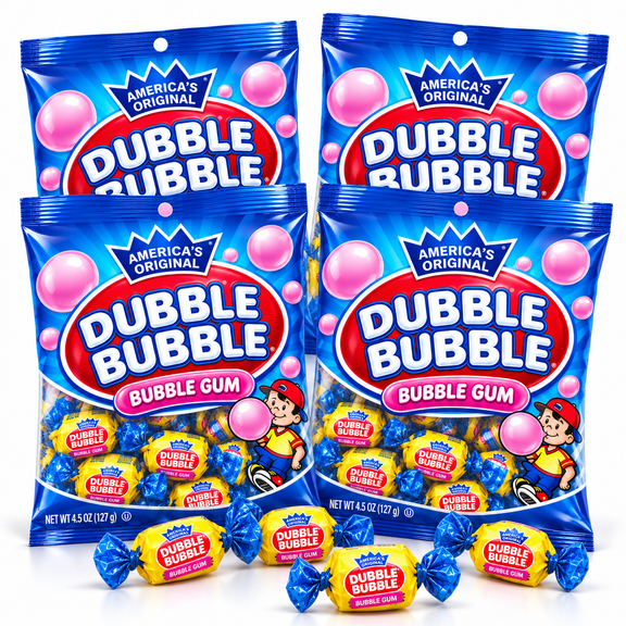 Dubble Bubble Gum Original Flavor Individually Wrapped Chewing Gum 4 Bag 18oz Total
