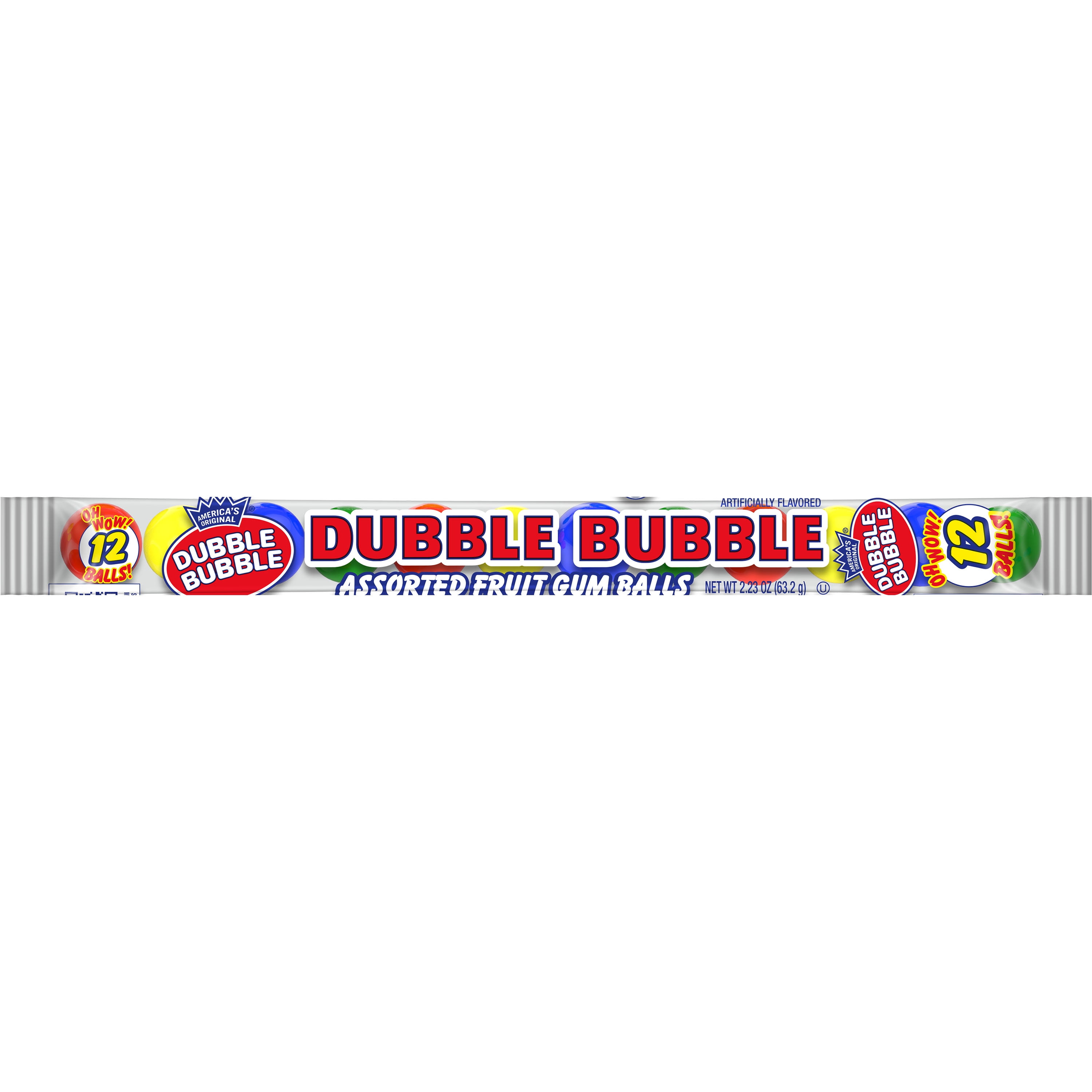 Dubble Bubble Gumballs, Assorted Fruit Gum Balls, 12 Count
