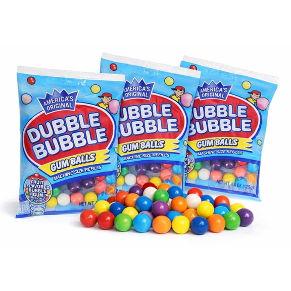 Dubble Bubble Mini Gumball Machine Refills 3.75 oz Bag (3-Pack) Assorted Fruit Flavor Bubble Gum