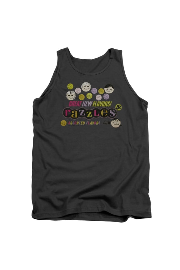 Dubble Bubble Razzles Retro Box Adult Tank Top Charcoal