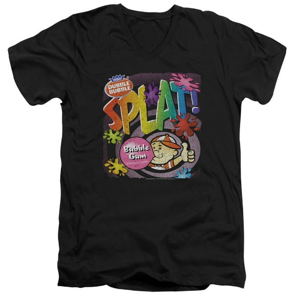 Dubble Bubble Splat Gum S/S Adult V-Neck 30/1 T-Shirt Black