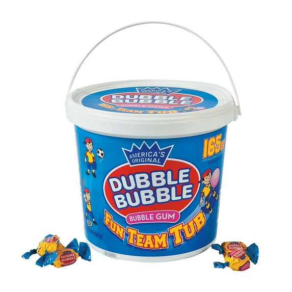 Dubble Bubble® Team Tub, 165 Pieces, Individually wrapped, Baseball, Bubble Gum