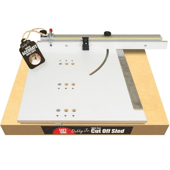 Dubby Jr. Cut-Off Crosscut Sled (Left Side) Table Jig | Quickly Cut Precise Accurate Miters | Left Side Table Sled Kit | Angle Crosscut Sled for Table | Woodworking Table Accessories C57