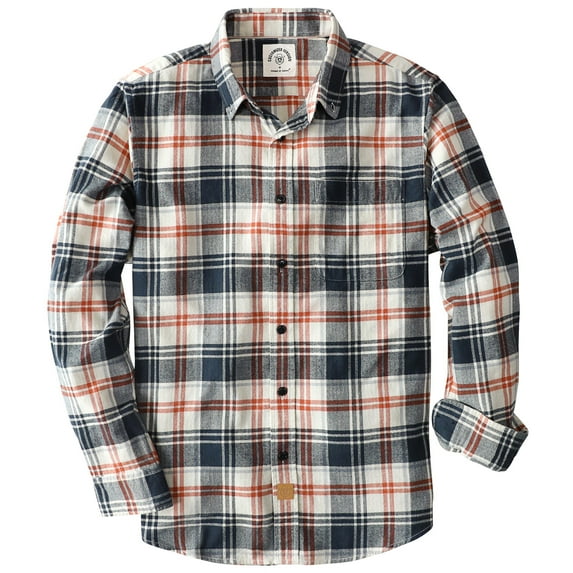 Dubinik® Flannel Shirt for Men 100% Cotton Mens Flannel Shirts Long Sleeve Plaid Soft Casual Button Down Shirt Men