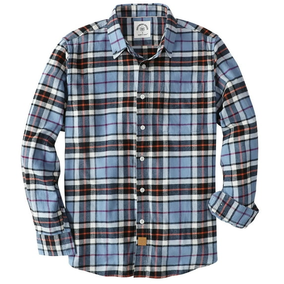 Dubinik® Flannel Shirt for Men 100% Cotton Mens Flannel Shirts Long Sleeve Plaid Soft Casual Button Down Shirt Men