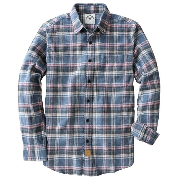 Dubinik® Flannel Shirt for Men 100% Cotton Mens Flannel Shirts Long Sleeve Plaid Soft Casual Button Down Shirt Men
